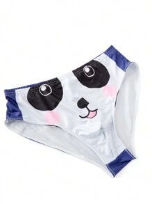 3pcs Milk Silk Panda Cartoon Print Funny Triangle Brief Underwear For Teenagers