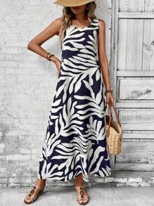 EMERY ROSE 女式复古花卉印花长款休闲夏季连衣裙 - 彩色 - 查看 5