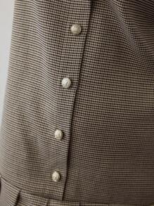 MOTF STUDIO 千鸟格褶饰下摆连衣裙 - 卡其色 - 查看 3