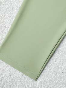 Swim Shayni Bộ đồ bơi và bikini màu trơn cổ tròn tay dài xếp nếp ngực mới cho nữ mùa hè - xanh quân đội - Xem 5