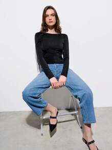 Maija Spring And Summer New Style Black Tight-Fitting Waist Sexy Backless Waist Metal Buckle Women's Tops Urban Modern Elegant Daily Casual Commuting Suitable For Going Out For Vacation Party Party Wedding Date Wear
