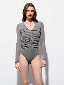 Maija Bộ đồ liền thân nữ gợi cảm xếp ly eo màu xám phong cách mới mùa xuân và mùa hè đô thị hiện đại thanh lịch không tay hàng ngày giản dị đi làm phù hợp để đi chơi, tiệc tùng ngày lễ, đám cưới, hẹn hò - Xám - Xem 1