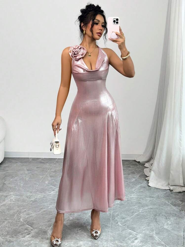 Rafferiza 女士花卉 3D 吊带连衣裙 - 紫色 - 查看 3