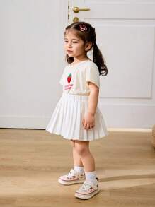 Cozy Pixies 4 Seasons Versatile Casual Mesh Strawberry Pattern Cute Soft Bottom Sport Sneakers For Toddler Girls - Beige - View 3