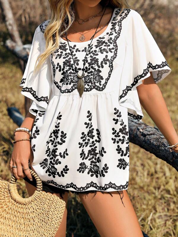 EMERY ROSE 女式 2025 新款数码印花休闲衬衫