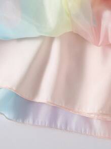 女婴夏季韩版时尚泡泡短袖 3D 蝴蝶结渐变色连衣裙 - 彩色 - 查看 5