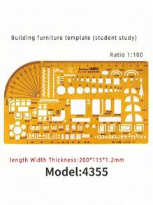 模板测量尺圆形椭圆尺 K 树脂绘图设计家具建筑师模板绘图尺 - 薑色 - 查看 13