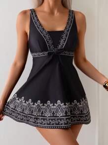 Swim Lushoire Vacation Summer Beach Paisley Print Tankini Set