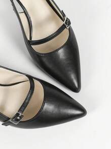 CUCCOO BIZCHIC Women Fashionable Mid-Heeled Pointed Toe Backless Flats Spring Shoes - Black - View 4