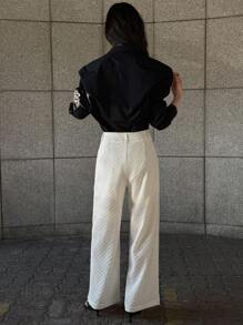 DAZY Damen Gerade Hose, unifarbig, strukturierter Stoff, geeignet für Frühling und Sommer