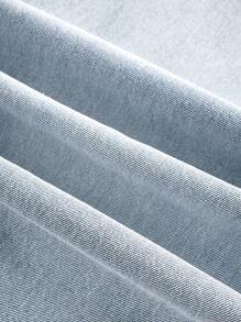 SHEIN Tall CURVE 大码休闲松紧腰直筒洗水牛仔裤，宽松牛仔裤，圣诞女装堆叠女式牛仔裤 - 淺色水洗藍 - 查看 4