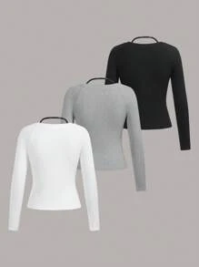 TaskEZ Simple Solid Color Long Sleeve Scrub Uniform Top