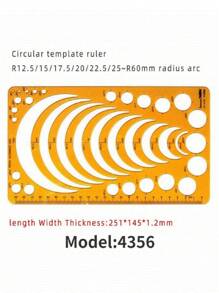 模板测量尺圆形椭圆尺 K 树脂绘图设计家具建筑师模板绘图尺 - 薑色 - 查看 8