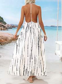 SHEIN VCAY Vestido con estampado floral tejido, vacaciones de verano