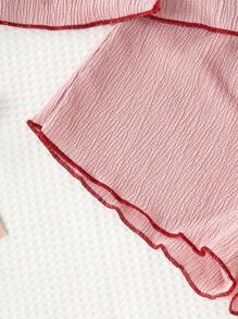 2pcs Baby & Baby Girl Casual Cherry Embroidered Short Sleeve Top And Shorts Set, Loungewear - Pink - View 4