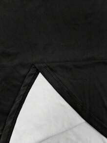 EMERY ROSE 夏季 V 领短袖印花抽象脸长款大码连衣裙，休闲修身 - 黑色 - 查看 8