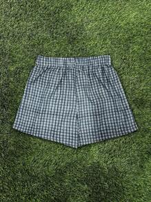 Women's Mid-Rise Casual Blue And White Plaid Shorts, Suitable For Spring/Summer Outdoor Vacation - Multicolor - View 2