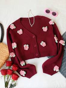 Comfortcana Áo khoác cardigan nhẹ thường ngày cho nữ, thời trang và đa năng để mặc hàng ngày - Màu đỏ tím - Xem 3