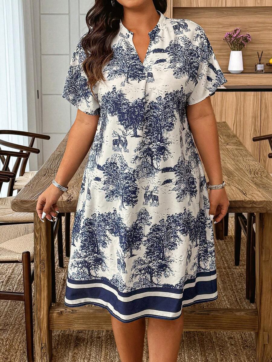 SHEIN Clasi Đầm Boho đơn giản thời trang thường ngày cỡ lớn cho mùa hè - Nhiều màu - Xem 1