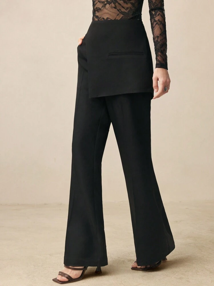 BizChic Black Non-Contrast Women's Straight-Leg Trouser, Work Wear, Spring & Summer - Black - View 4