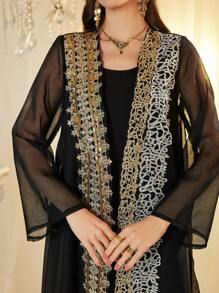 Al Najma Customized Sequins Embroidery Traditional Arabic Luxury Ladies Maxi Dress Set