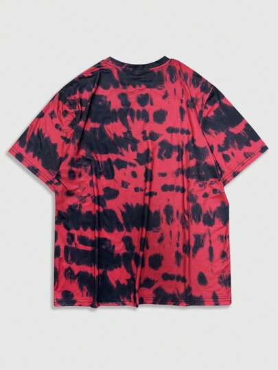 Grunge Punk T-shirt décontracté à col rond à manches courtes avec imprimé étoile tie-dye pour homme