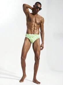 Manfinity Swimmode Men's Printed Slim-Fit Swim Trunks, Casual Holiday - Multicolor - View 6