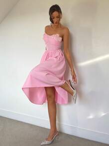 Chiquease Sleeveless Floral Lace Patchwork A-Line Midi Dress