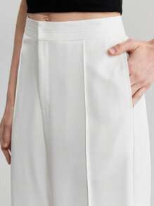 Ontre 女士直筒休闲/商务通勤白色美元钞票牙签设计裤 - 白色 - 查看 7