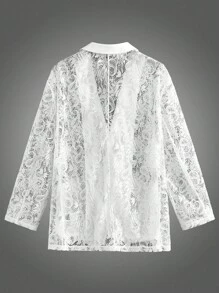 EASEVO Plus Size Men's Street Fashion Lace Long Sleeve Suit Jacket