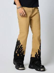 ROMWE MEN Street Life Męskie proste jeansy z kieszeniami z przodu i guzikami, codzienne noszenie