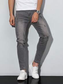 Manfinity Homme Men's Slim Fit Pocket Detail Casual Jeans, Daily Wear