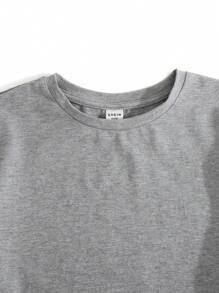 SHEIN 青少年女孩休闲荷叶边袖圆领宽松T恤和裙子两件套