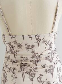 Soleia Große Größen Damen Boho Blume Muster gerafftes Urlaubskleid/Abschlussfeier/Schulanfang Lässig Kleid, geeignet für Herbst, für Sommer - Schwarz und Weiss - Übersicht 6