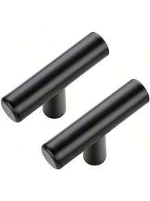 5 件/10 件橱柜把手，黑色橱柜把手，铝合金厨房橱柜把手，梳妆台抽屉单孔抽屉把手 - 黑色 - 查看 3