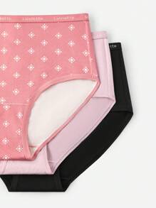 LUVLETTE Plus 3-Pack Airy Soft Cotton Basic Patterned High-Waist Lingerie Women Underwear Briefs-Pink - Multicolor - View 11