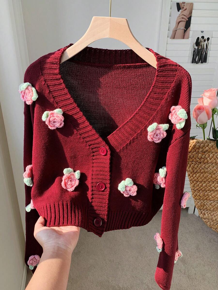 Comfortcana Áo khoác cardigan nhẹ thường ngày cho nữ, thời trang và đa năng để mặc hàng ngày - Màu đỏ tím - Xem 1