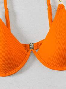 SHEIN Swim Spring Break Swimwear Top, With Underwire But Non-Push Up - Orange - View 3