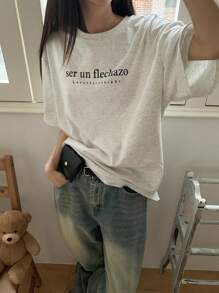 DAZY Vrouwen & Tienermeisjes Casual Ronde Hals Losse Letter Print T-shirt