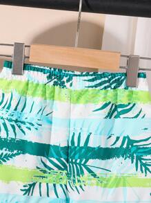 SHEIN Playful Pals Bộ trang phục thường ngày đi biển mùa hè cho bé trai 3 món - Áo phông tay ngắn họa tiết sọc, quần short cạp chun, mũ rộng vành chống nắng - Nhiều màu - Xem 5