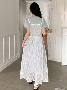 DAZY Set 2 Potong Kaos Renda Manis Kasual Wanita, Musim Semi/Panas - MultiWarna - View 5