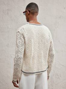 AKNOTIC Business Casual 男士修身时尚休闲针织秋季毛衣，适合秋冬季 - 杏色 - 查看 6