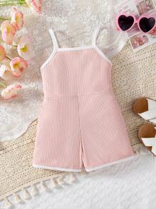 女婴春夏粉色可爱公主蝴蝶结连体衣，时尚女宝宝服装 - 西瓜粉 - 查看 2