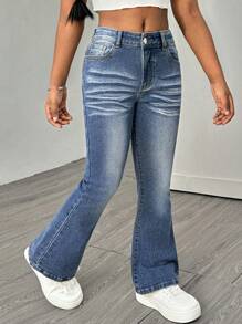 SHEIN Jeansy typu rurki dla dziewcząt w stylu outdoorowym