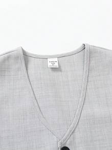 SHEIN 4 件套青少年男孩绅士服装套装：背心 + 西装外套 + 衬衫 + 裤子 + 领结，适合生日派对、婚礼、毕业典礼、周年纪念的正式西装 - 灰色 - 查看 5