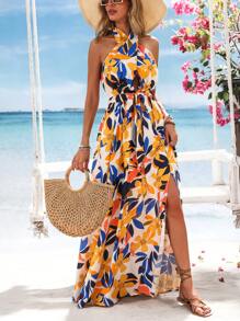 SHEIN VCAY Váy xẻ hở lưng in họa tiết dệt cho nữ trang phục mùa xuân và mùa hè, quần áo mùa hè, ngày lễ tình nhân, trang phục đi nghỉ cho phụ nữ, trang phục đi biển cho phụ nữ, lễ hội, trang phục lãng mạn và thanh lịch, bohemian, boho, ngọt ngào, trang phục rave lễ hội, trang phục đi nghỉ nhiệt đới cho phụ nữ - Nhiều màu - Xem 3