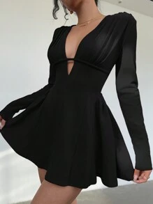 Aloruh Vestido mini sexy de mujer con cuello en V profundo