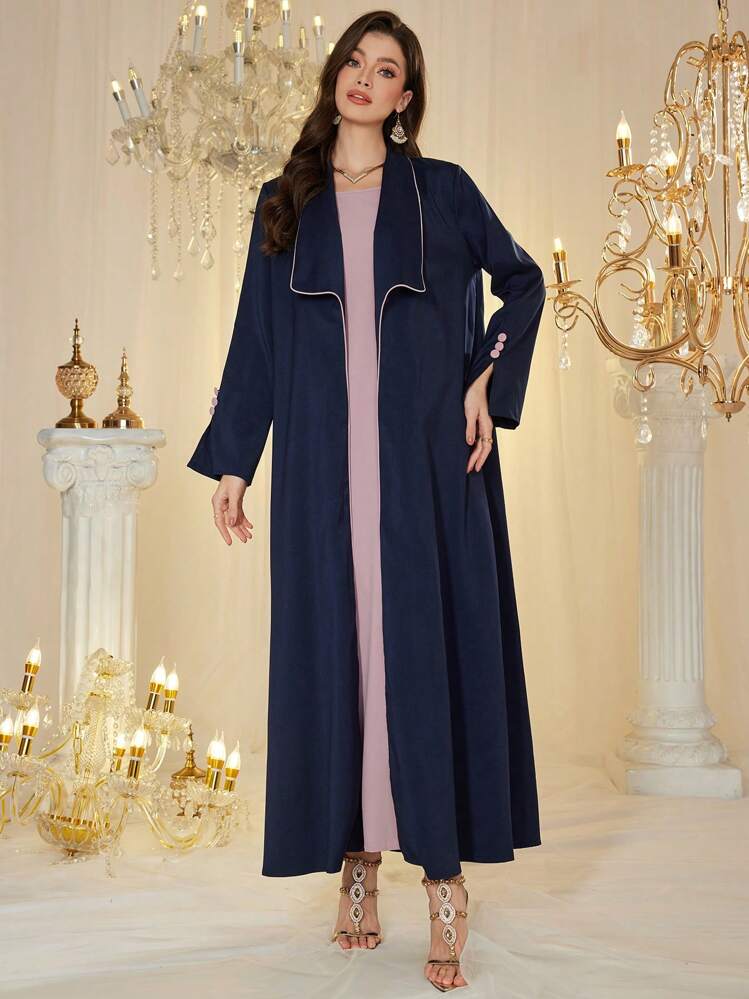 Al Najma 2件套：2025年新款阿拉伯风格优雅开衫和连衣裙 - 藍色 - 查看 5