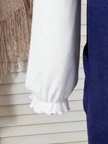 Set de 2 piezas: Blusa de manga larga con cuello y vestido para niñas preadolescentes - Azul Marino - Ver 6