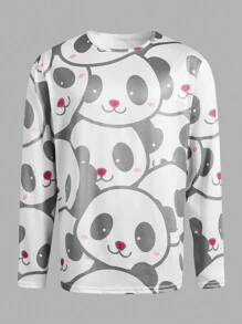Cute Panda Print Men's Sleepwear Set - Multicolor - View 3